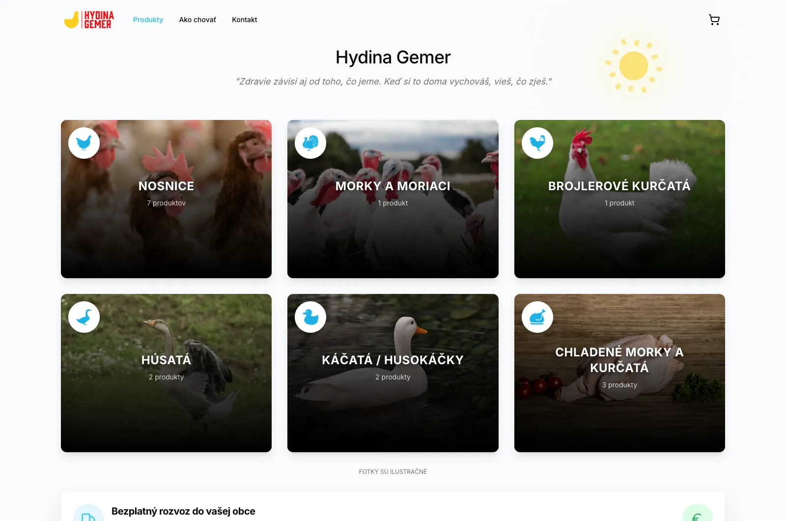 Hydina Gemer online shop: poultry product categories with free delivery